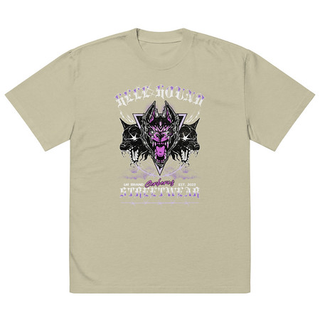 [ID: 713-G354] Cerberus Hell Hound Streetwear - Dark Aesthetic Oversized Faded T-Shirt