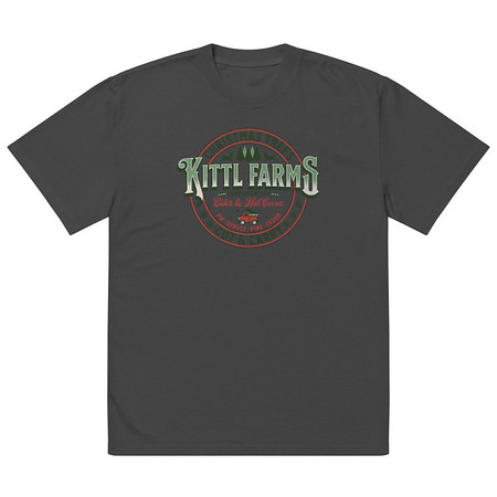 [ID: 713-G376] Christmas Tree Farm - Vintage Holiday Badge Oversized Faded T-Shirt