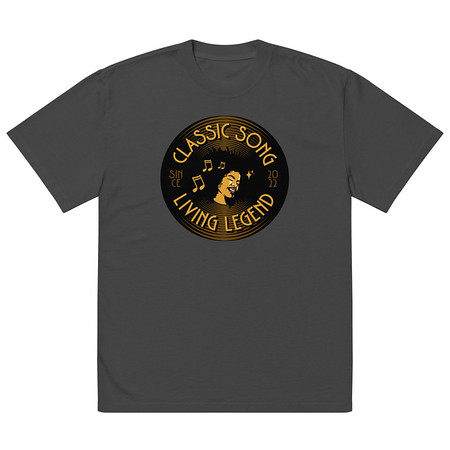 [ID: 713-G385] Classic Song - Music Record Oversized Faded T-Shirt