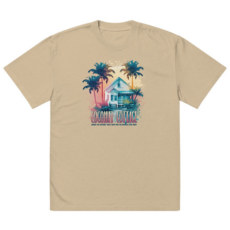 [ID: 713-G391] Coconut Cottage Oversized Faded T-Shirt