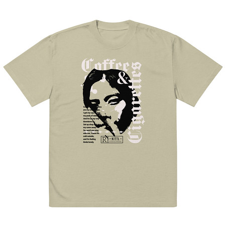[ID: 713-G392] Coffee & Cigarettes Oversized Faded T-Shirt