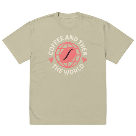 [ID: 713-G393] Coffee and Then The World - Earth Oversized Faded T-Shirt