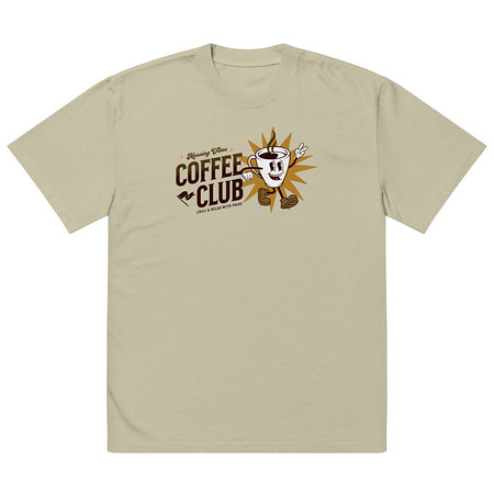 [ID: 713-G396] Coffee Club Oversized Faded T-Shirt