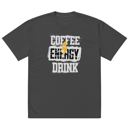 [ID: 713-G400] Coffee Energy Drink - Grunge Bolt Oversized Faded T-Shirt
