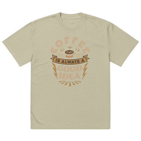 [ID: 713-G401] Coffee is always a good idea - Lightning Bolt Oversized Faded T-Shirt