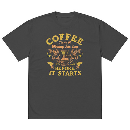[ID: 713-G405] Coffee, The art of Winning The Day Oversized Faded T-Shirt