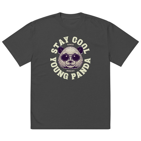 [ID: 713-G416] Cool Panda with Sunglasses -  Oversized Faded T-Shirt