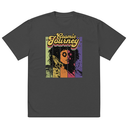 [ID: 713-G422] Cosmic Journey Rainbow Retro Oversized Faded T-Shirt