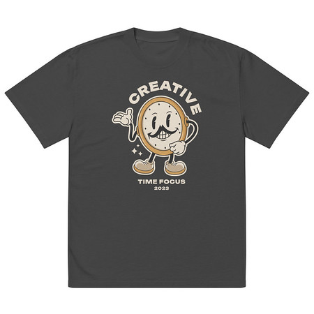 [ID: 713-G433] Creative Time Oversized Faded T-Shirt