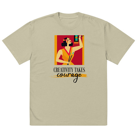 [ID: 713-G434] Creativity Takes Courage Oversized Faded T-Shirt