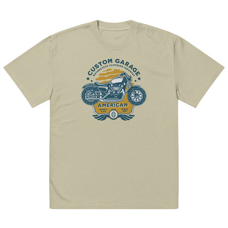 [ID: 713-G443] Custom Garage - Motorcycle Oversized Faded T-Shirt