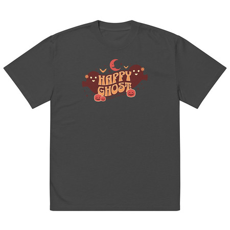 [ID: 713-G452] Cute Happy Ghost Oversized Faded T-Shirt