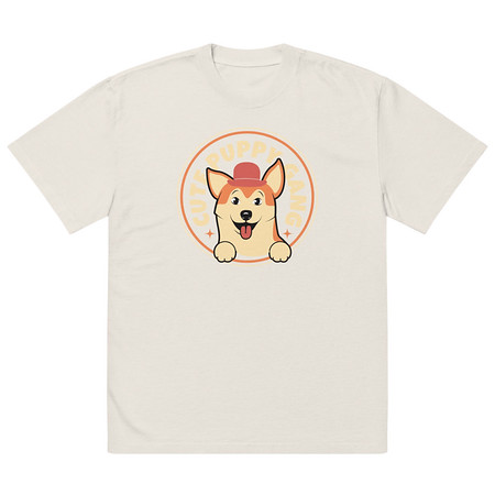 [ID: 713-G453] Cute Puppy Gang - Corgi Oversized Faded T-Shirt