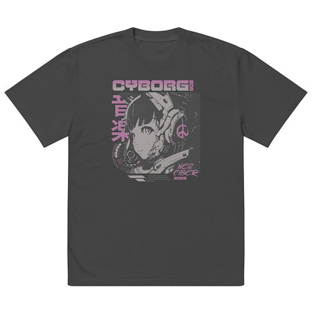 [ID: 713-G459] Cyborg - Y2k Style Oversized Faded T-Shirt