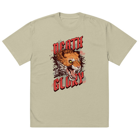 [ID: 713-G479] Death or Glory - Fierce Animal Oversized Faded T-Shirt