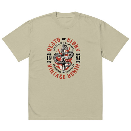 [ID: 713-G480] Death or Glory - Sword Snake Oversized Faded T-Shirt