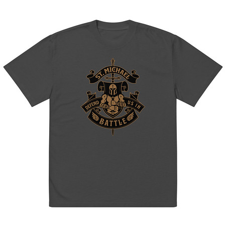 [ID: 713-G484] Defend us in battle - Knight with sword Oversized Faded T-Shirt