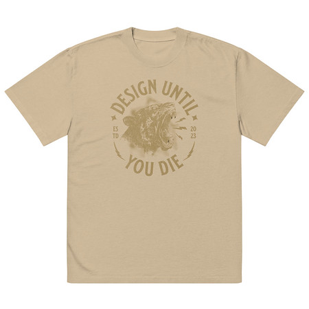 [ID: 713-G490] DESIGN UNTIL YOU DIE Oversized Faded T-Shirt