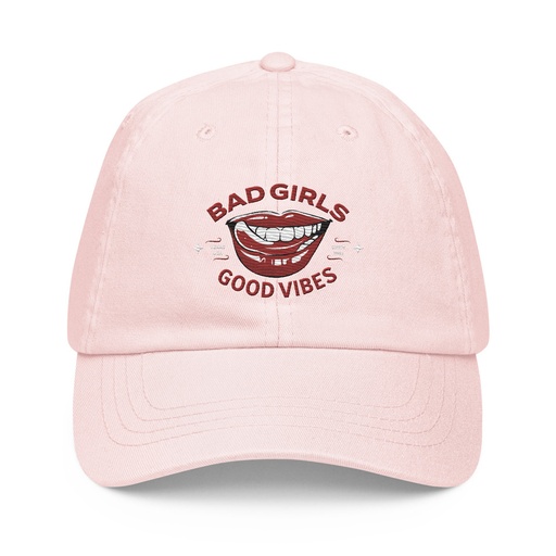 [ID: 481-G126] Bad Girls Good Vibes - Sexy Lips Pastel Baseball Hat