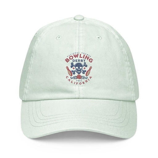 [ID: 481-G276] Bowling Derby Champs - Grunge Skull Pastel Baseball Hat