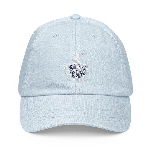[ID: 481-G300] But First Coffee - Hand Lettering Typography Pastel Baseball Hat