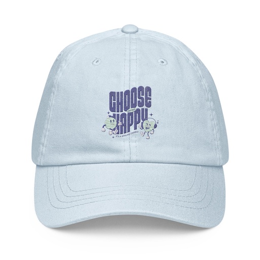 [ID: 481-G369] Choose Happy (2) Pastel Baseball Hat