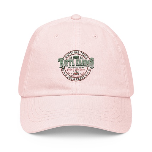 [ID: 481-G376] Christmas Tree Farm - Vintage Holiday Badge Pastel Baseball Hat