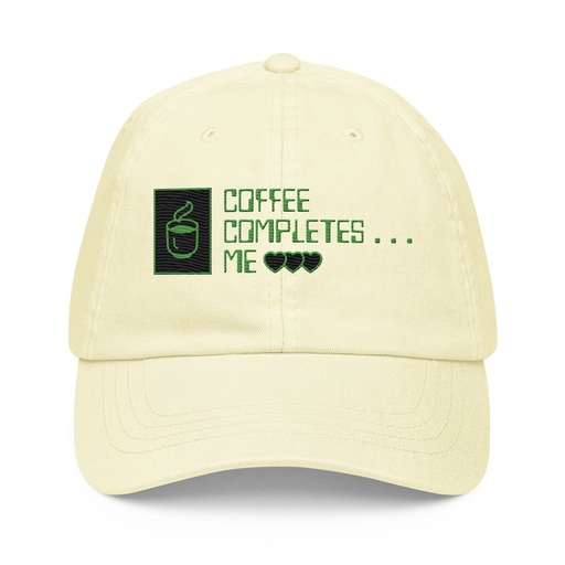 [ID: 481-G397] Coffee Completes Me - Neon Heart Pastel Baseball Hat