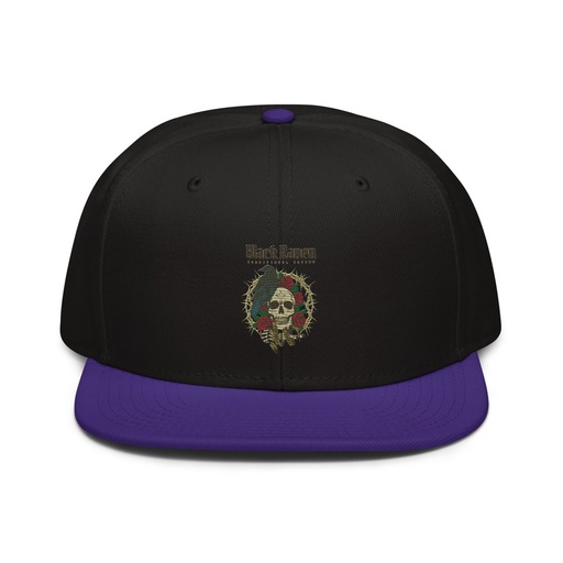 [ID: 77-G229] Black Raven Tattoo - Skull & Thorns Snapback