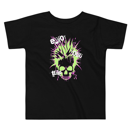 [ID: 306-G3] 'Enjoy Your Trip' Punk Skull Toddler Staple Tee