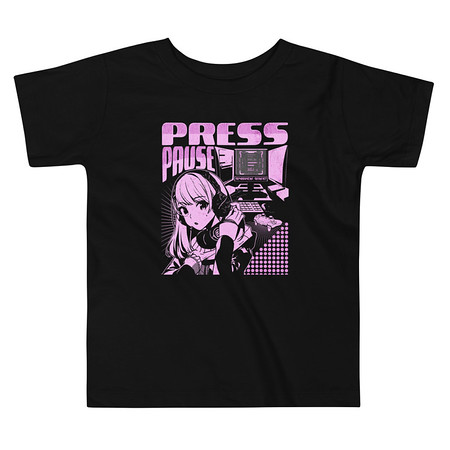 [ID: 306-G4] 'Press Pause' Anime Gaming Toddler Staple Tee