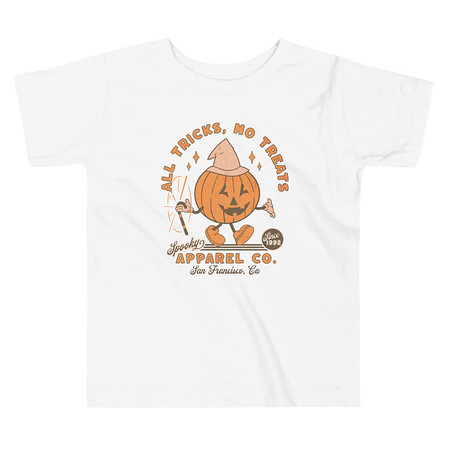 [ID: 306-G47] All Tricks No Treats - Pumpkin Mascot Toddler Staple Tee
