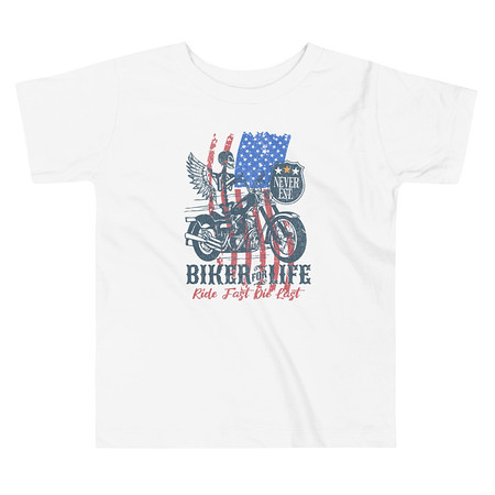 [ID: 306-G65] American Biker for Life Toddler Staple Tee