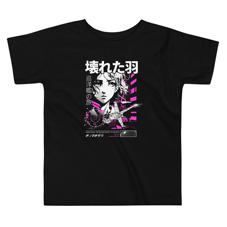 [ID: 306-G87] Anime Broken Wings - Neon Japanese Style Toddler Staple Tee