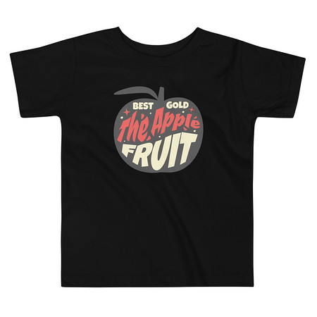[ID: 306-G97] Apple Fruit - Typographic Lettering Toddler Staple Tee