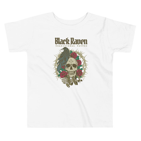 [ID: 306-G229] Black Raven Tattoo - Skull & Thorns Toddler Staple Tee