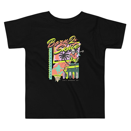 [ID: 306-G256] Born 2 Skate - Retro Skeleton Toddler Staple Tee