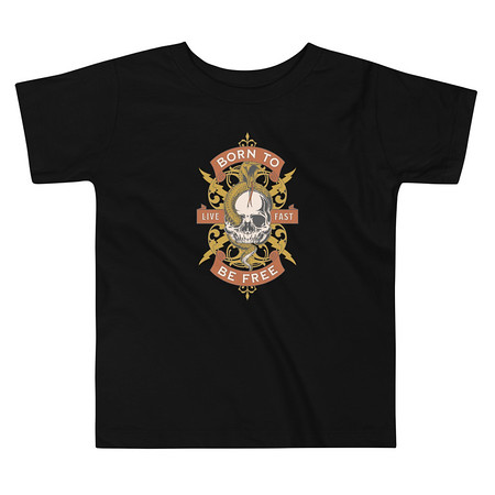 [ID: 306-G259] Born To Be Free - Skull Toddler Staple Tee