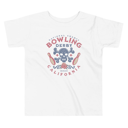 [ID: 306-G276] Bowling Derby Champs - Grunge Skull Toddler Staple Tee
