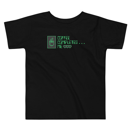 [ID: 306-G397] Coffee Completes Me - Neon Heart Toddler Staple Tee