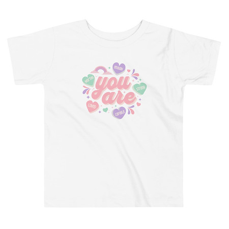 [ID: 306-G411] Colorful Self Love Affirmation - Heart Toddler Staple Tee