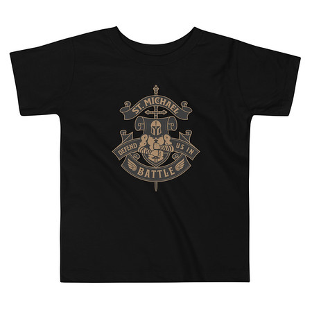 [ID: 306-G484] Defend us in battle - Knight with sword Toddler Staple Tee