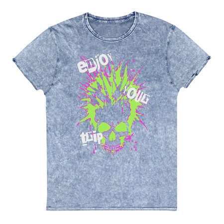 [ID: 462-G3] 'Enjoy Your Trip' Punk Skull Unisex Denim T-Shirt