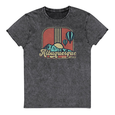 [ID: 462-G36] Albuquerque - Retro Hot Air Baloon Unisex Denim T-Shirt