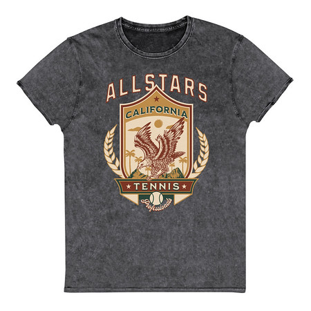 [ID: 462-G46] All Stars Tennis - Eagle Badge Unisex Denim T-Shirt