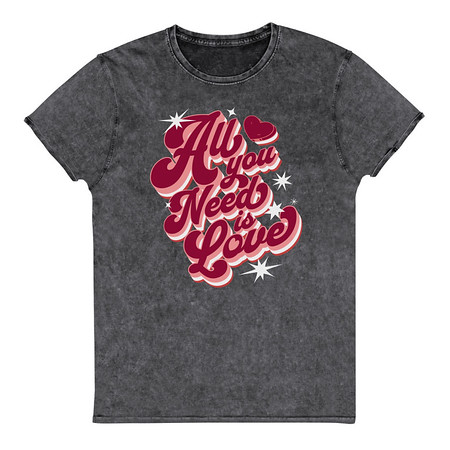 [ID: 462-G50] All You Need is Love - Retro Valentines Day Unisex Denim T-Shirt