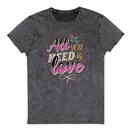 [ID: 462-G51] All you Need is Love - Valentines Day Unisex Denim T-Shirt