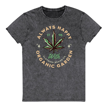 [ID: 462-G55] Always Happy - Cannabis Unisex Denim T-Shirt