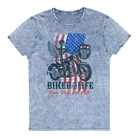 [ID: 462-G65] American Biker for Life Unisex Denim T-Shirt