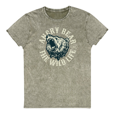 [ID: 462-G83] Angry Bear - Wild Life Animal Unisex Denim T-Shirt